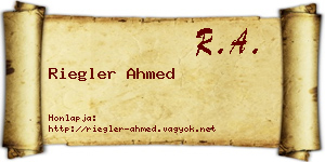 Riegler Ahmed névjegykártya